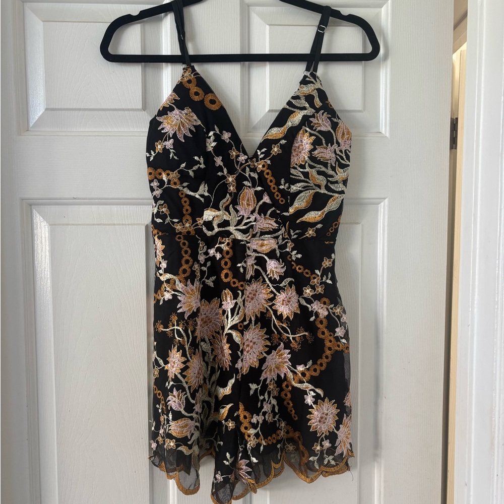 Black Floral Romper